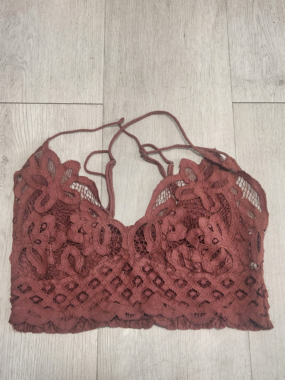 Free People FP One Adella Crochet Lace Bralette Rust Color M